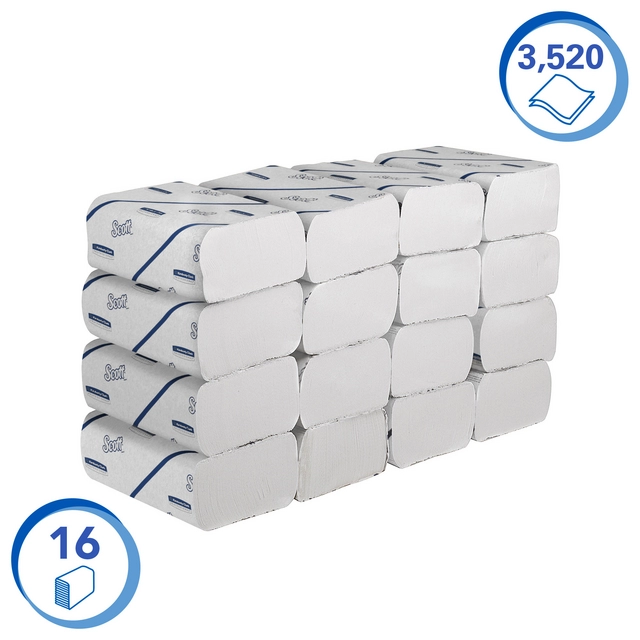 Een Handdoek Scott i-vouw 2-laags 21,2x18,6cm 16x220stuks wit 6609 koop je bij Kantorice office & business supplies