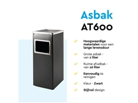 Een Afvalbak met asbak BRASQ 16 liter AT600 zwart koop je bij Mado BV