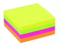 Een Memoblok Quantore 76x76mm neon kleuren assorti 4 kleuren koop je bij iPlusoffice