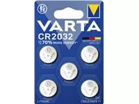 Een Batterij Varta knoopcel CR2032 lithium blister à 5stuk koop je bij Kantorice office & business supplies