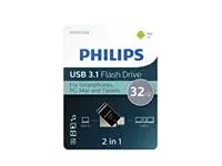 Een USB-stick 3.1 Philips USB-C 2-in-1 Midnight Black 32GB koop je bij iPlusoffice