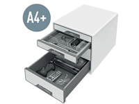 Een Ladenblok Leitz WOW CUBE A4 maxi 4 laden wit/grijs koop je bij Friese Schrijfkamer