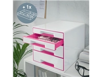 Een Ladenblok Leitz WOW 4 laden wit/roze koop je bij "De Waal" Kantoor Efficiency