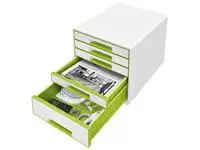 Een Ladenblok Leitz WOW Cube 5 laden wit/groen koop je bij QuickOffice BV