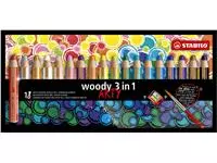 Een Kleurpotloden STABILO 880 woody 3 in 1 Arty incl puntenslijper en penseel assorti etui à 18 stuks koop je bij Schellen Boek- en Kantoorboekhandel