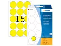 Een Etiket HERMA 2271 rond 32mm geel 480stuks koop je bij De Joma BV