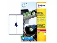 Een Etiket Avery L4774-20 99.1x139mm polyester wit 80stuks koop je bij "De Waal" Kantoor Efficiency