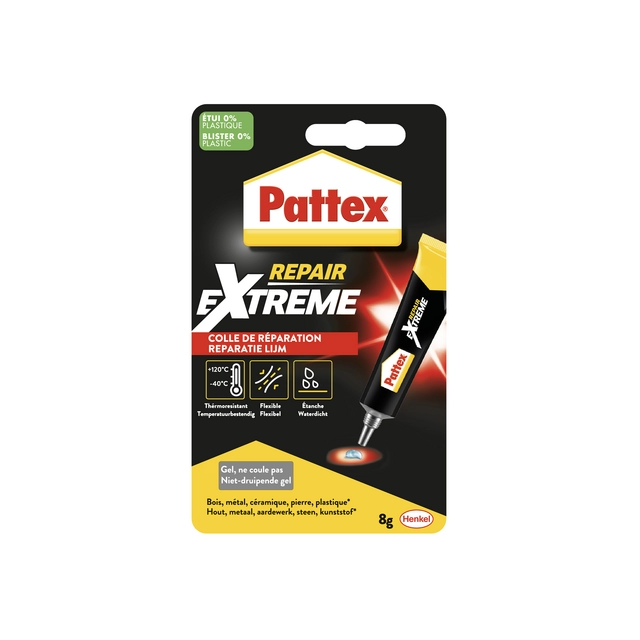 Een Alleslijm Pattex Repair Extreme tube 8gram op blister koop je bij Kantoorboekhandel Van Atten