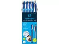 Een Balpen Schneider Slider Memo XB blauw set à 4 stuks + 1 gratis Slider balpen koop je bij Kantorice office &amp; business supplies