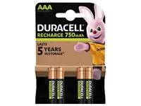 Een Batterij oplaadbaar Duracell 4xAAA 750mAh Plus koop je bij Schellen Boek- en Kantoorboekhandel