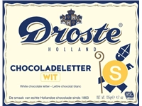 Een Chocoladeletter Droste wit &quot;S&quot; 135gr koop je bij &quot;De Waal&quot; Kantoor Efficiency