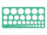 Een Cirkelsjabloon Linex 39 cirkels met inktvoetjes 1-35mm groen koop je bij De Joma BV