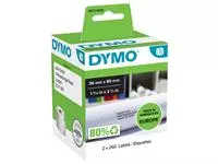 Een Etiket Dymo LabelWriter adressering 36x89mm 2 rollen á 260 stuks wit koop je bij Schellen Boek- en Kantoorboekhandel