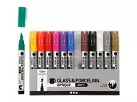 Glas- &amp; Porseleinstiften Creativ Company 1-2mm set à 12 kleuren