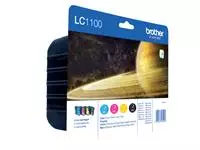 Inktcartridge Brother LC-1100VALBP zwart + 3 kleuren