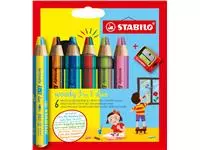 Een Crayon STABILO Woody 3-en-1 Duo étui 6 pièces + taille-crayon koop je bij QuickOffice BV