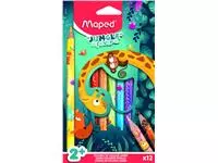 Een Kleurpotlood Maped Jungle Fever Jumbo set à 12 kleuren koop je bij Continu Kantoor