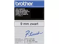 Een Labeltape Brother P-touch TC-M91 9mm zwart op transparant koop je bij De Joma BV