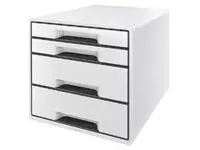 Een Ladenblok Leitz Wow Cube A4 maxi 4 laden wit/zwart koop je bij All Office Kuipers BV