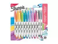 Een Markeerstift Sharpie S-note blister à 20 kleuren koop je bij Quality Office Supplies