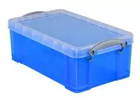 Een Opbergbox Really Useful 5 liter 340x200x125mm transparant blauw koop je bij iPlusoffice