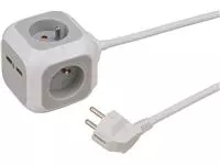 Een Stekkerblok Brennenstuhl ALEA 4-voudig 2USB 1,4m wit H05VV-F 3G1,5 FR/BE koop je bij Sysdicom BV