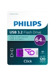Een USB Stick Philips Click USB-C 64GB Magic Purple koop je bij iPlusoffice