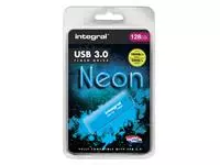 Een USB-STICK INTEGRAL 128GB 3.0 NEON BLAUW koop je bij All Office Kuipers BV