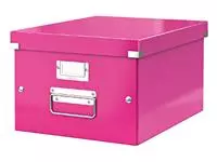 Opbergdoos Leitz Click & Store WOW middel gerecycled karton 281x200x370mm roze