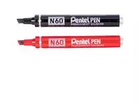 Een VILTSTIFT PENTEL N60 SCHUIN 1.2-6MM ROOD koop je bij All Office Kuipers BV