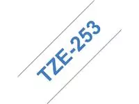 Een Labeltape Brother P-touch TZE-253 24mm blauw op wit koop je bij Schellen Boek- en Kantoorboekhandel