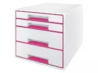 Een LADENBOX LEITZ WOW 4 LADEN WIT/ROZE koop je bij "De Waal" Kantoor Efficiency