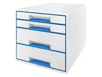 Een Ladenbox Leitz WOW 4 laden wit/blauw koop je bij Company Supplies