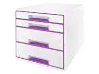 Een Module tiroirs Leitz WOW 4 tiroirs blanc/violet koop je bij QuickOffice BV