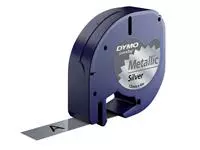 Een Labeltape Dymo letratag 91208 12mmx4m metallic zwart op zilver koop je bij Sysdicom BV