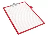 Een Klembord Quantore A4 staand PVC rood met 100mm klem + penlus koop je bij De Joma BV