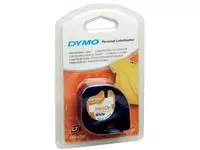 Een Labeltape Dymo letratag 18769 12mmx2m strijkbaar zwart op wit koop je bij De Rijk Kantoorshop