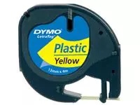 Een Labeltape Dymo letratag 91202 12mmx4m plastic zwart op geel koop je bij Sysdicom BV