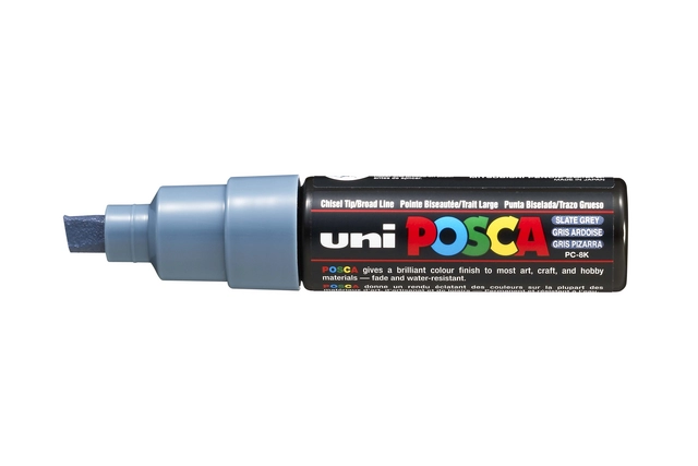 Verfstift Posca PC8K breed schuin leisteengrijs