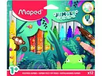 Een Viltstift Maped Jungle Fever Jumbo set à 12 kleuren koop je bij Schellen Boek- en Kantoorboekhandel