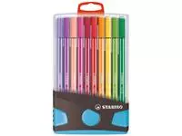 Een Viltstift STABILO Pen 68/20 ColorParade in antraciet/turquoise etui medium assorti etui à 20 stuks koop je bij De Joma BV