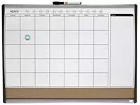 Een Whiteboard Nobo magnetische planner met prikbord van kurk 585x430mm koop je bij iPlusoffice