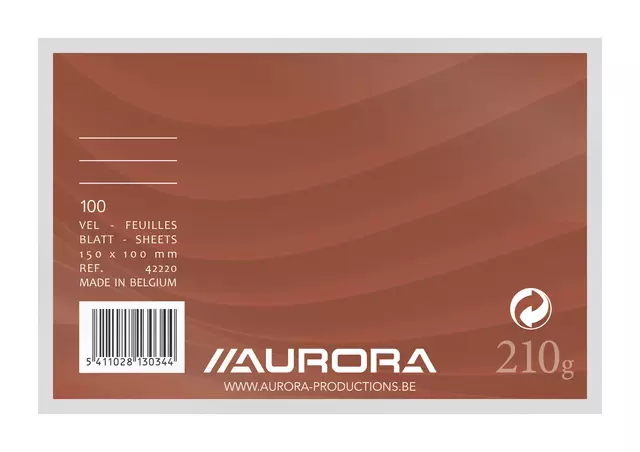 Een Systeemkaart Aurora 150x100mm lijn + rode koplijn 210gr wit koop je bij De Joma BV