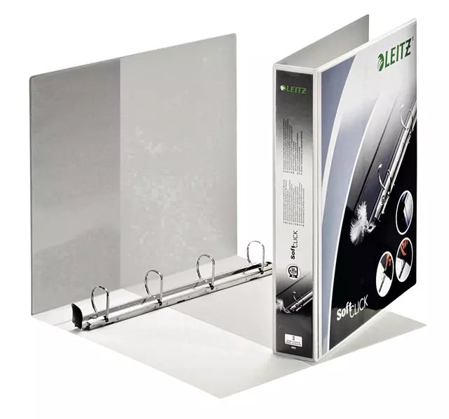 Een Presentatieringband Leitz premium SoftClick panorama A4 maxi 4-rings D-mechaniek 30mm wit koop je bij QuickOffice BV