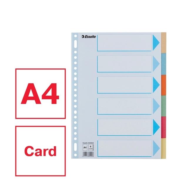 Een Intercalaire Esselte Premium A4 6 onglets 23 perf carton assorti koop je bij QuickOffice BV