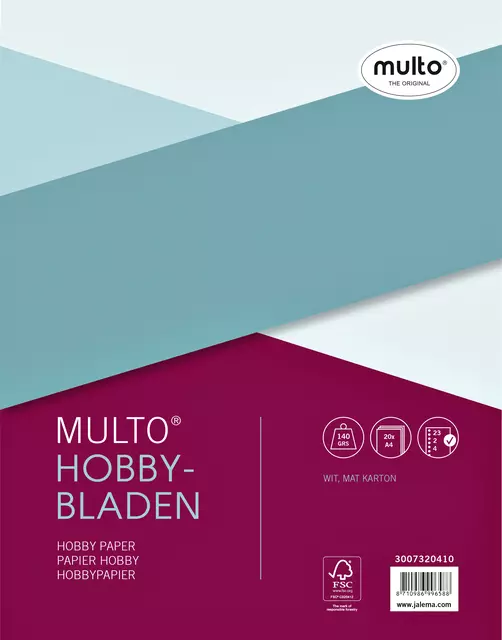 Een Interieur Multo hobbypapier A4 23R 20vel koop je bij van Kerkvoorde & Hollander B.V.