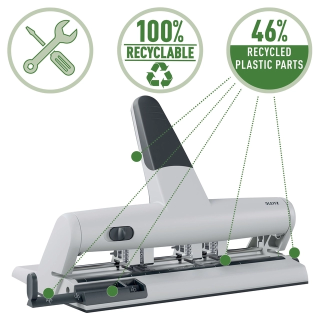 Een Perforator Leitz 5114 AKTO variabele multi zilver koop je bij QuickOffice BV