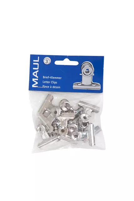 Papierklem MAUL Bulldog 30mm capaciteit 10mm zilver 10 stuks