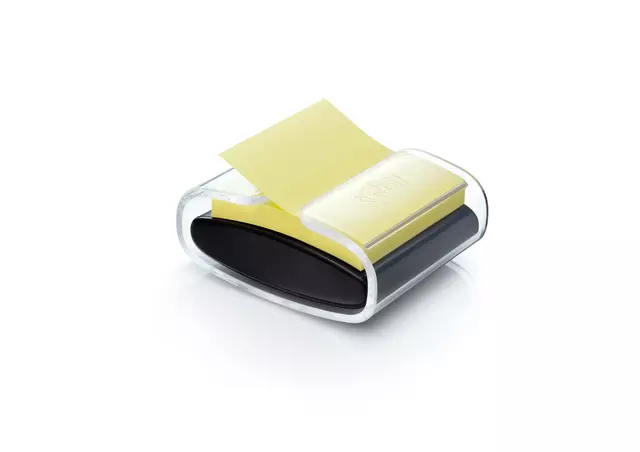 Een Memoblokdispenser Pro tbv Post-it Z-Notes 76x76mm incl notes transparant zwart koop je bij iPlusoffice