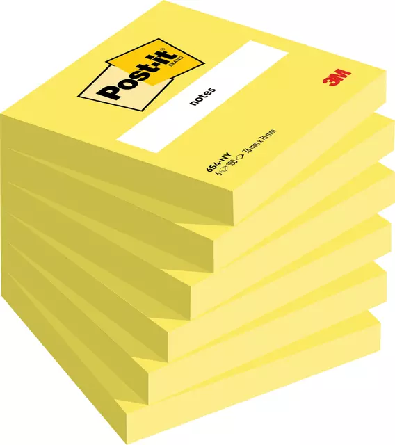 Een Memoblok Post-it 654 76x76mm neon geel koop je bij De Joma BV